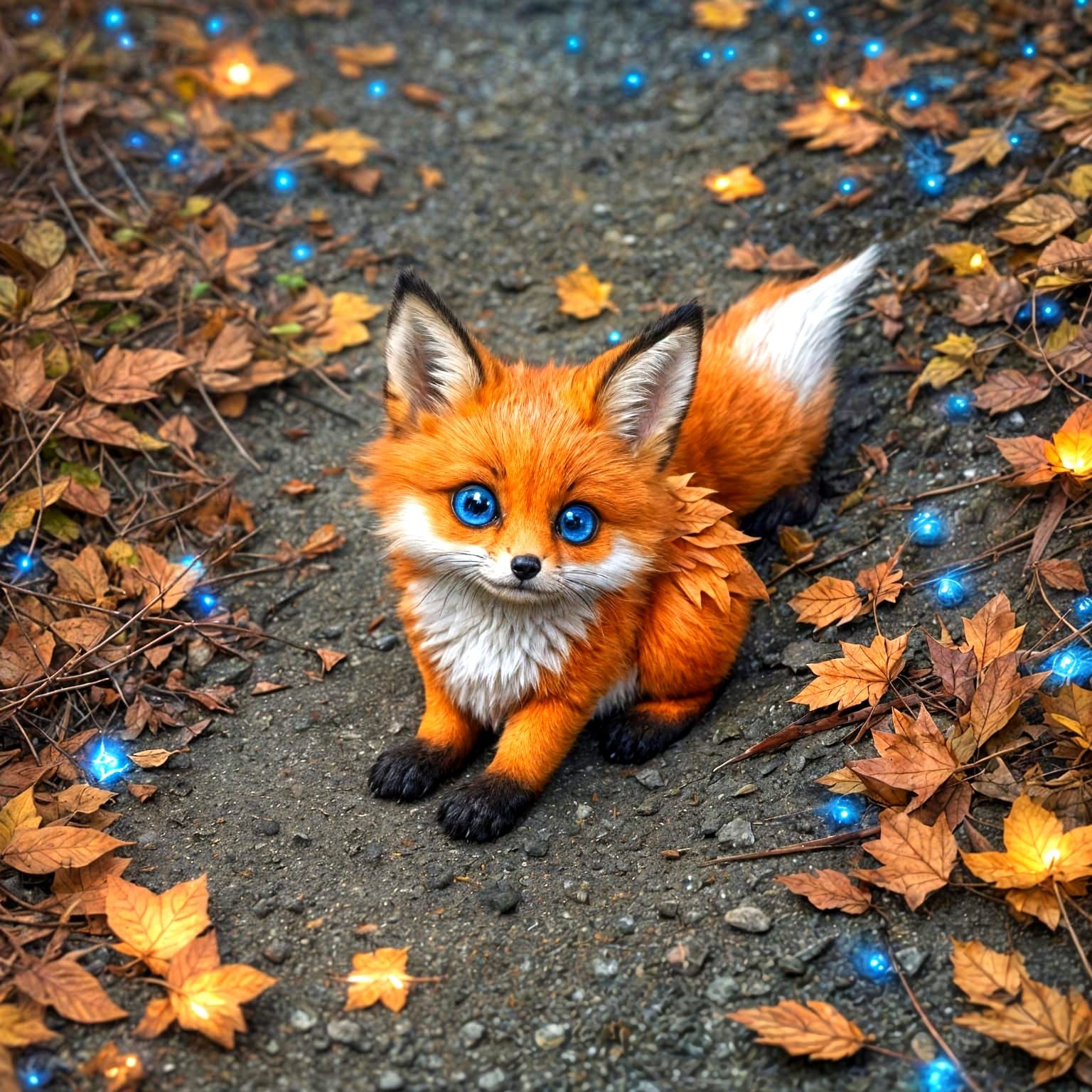 Adorable Chibi Fox Cub in a Magical Forest