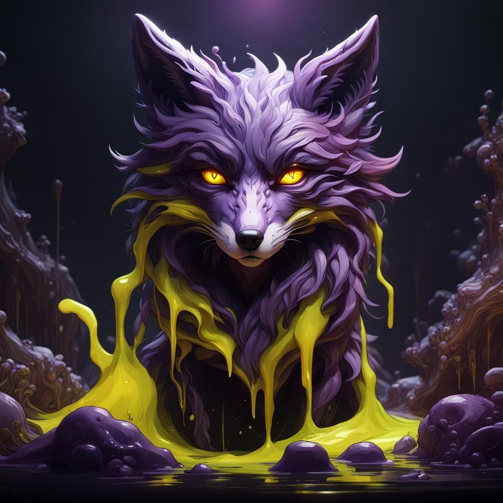 Toxic Slime Fox in Dark Fantasy Style