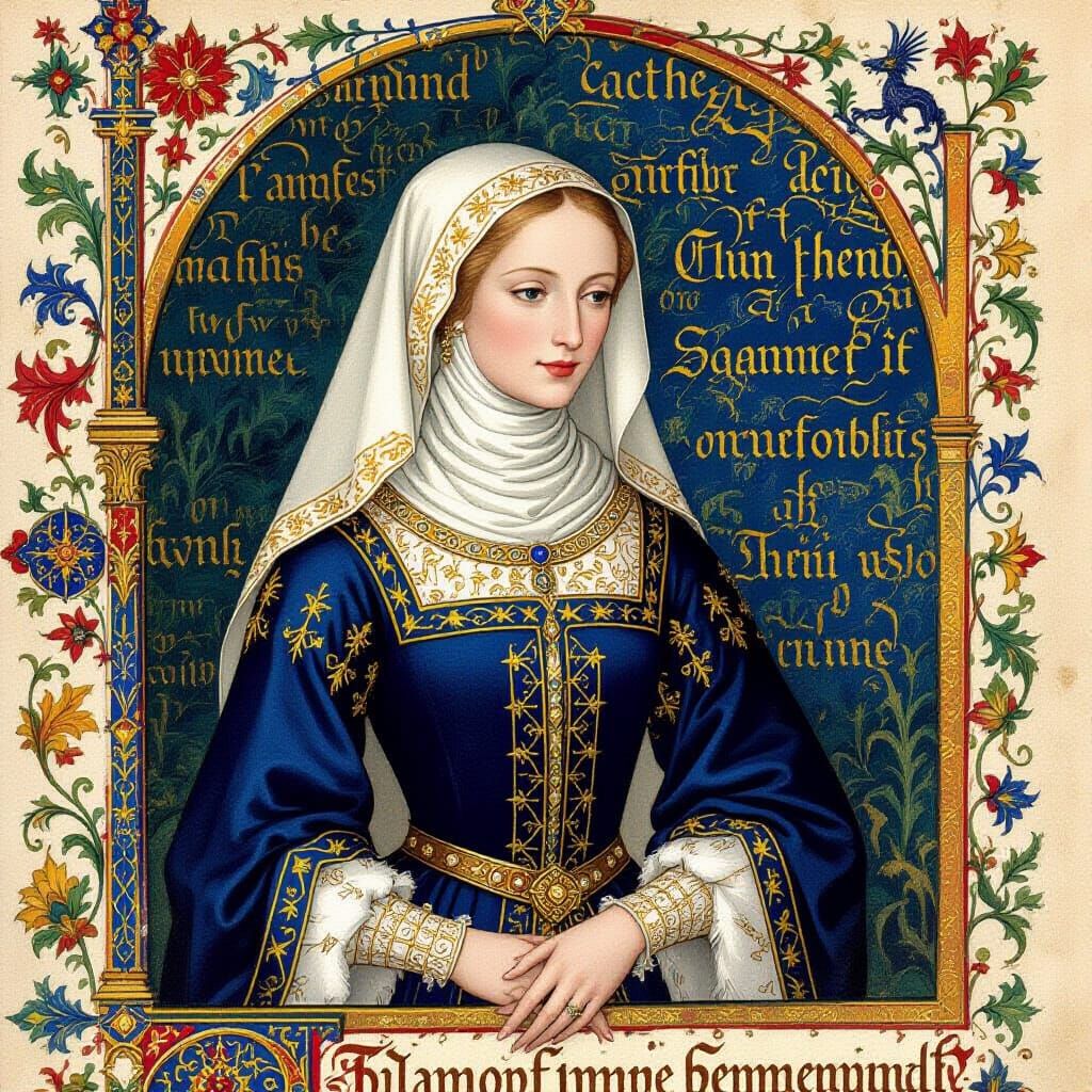 Noble Lady Portrait in Illuminated Manuscript Style