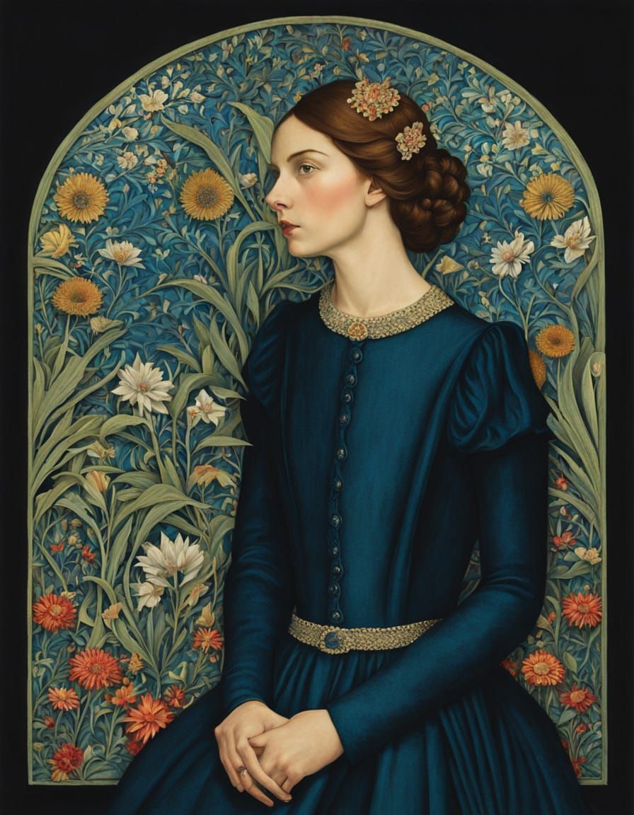 Portrait of a Young Woman in a Floral Crown