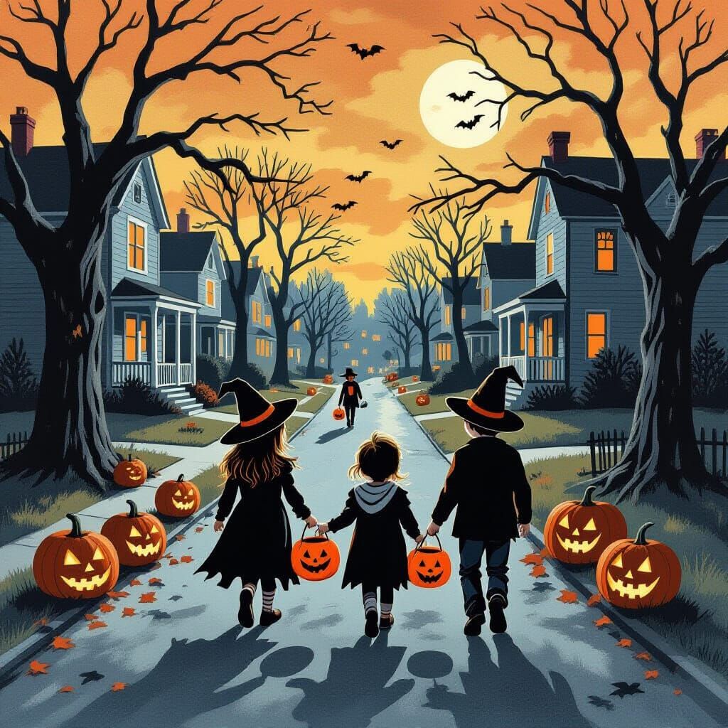 Haunted Halloween Scene in Gothic Horror Style