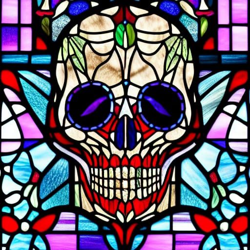 stained glass skull 14