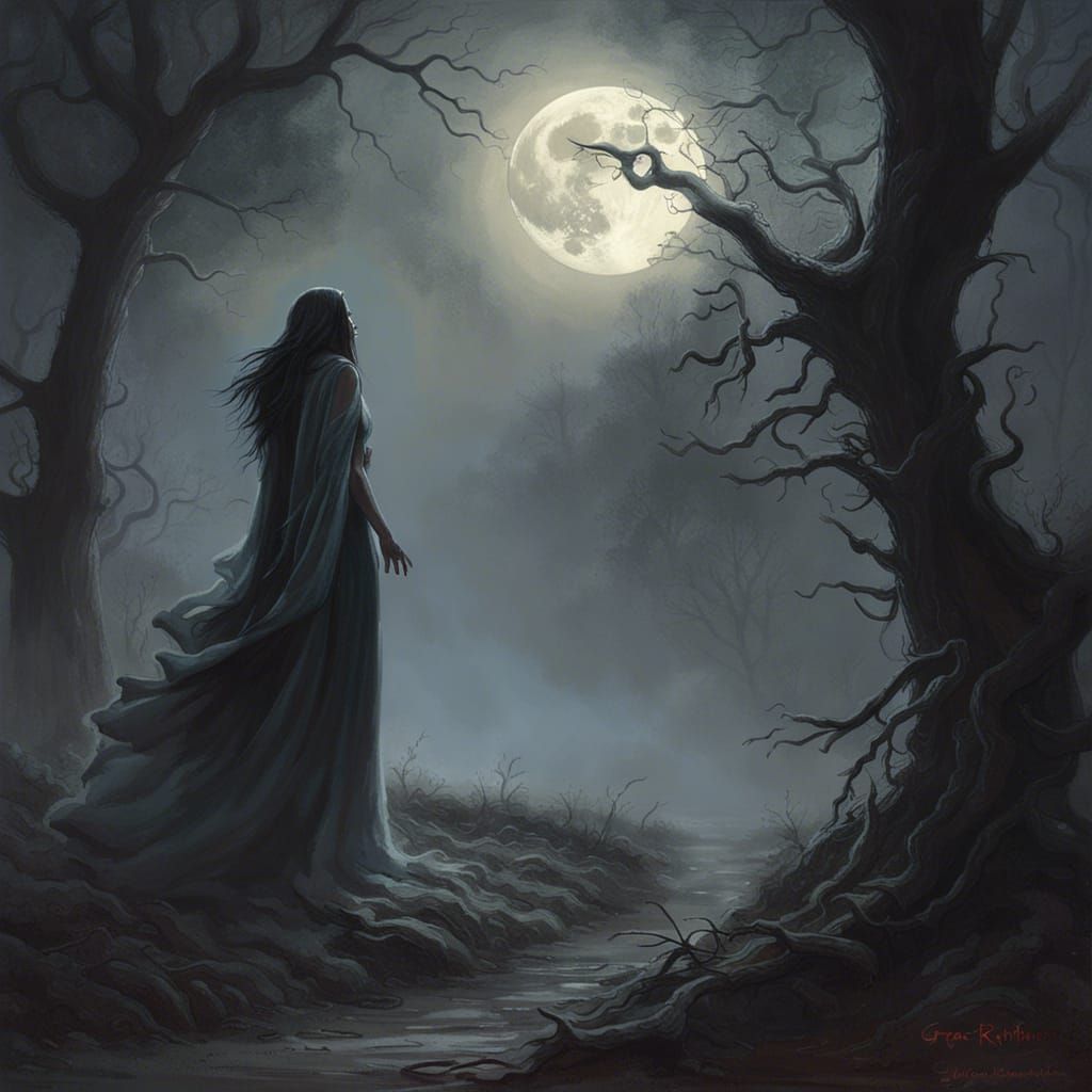 Banshee's Howl in Misty Moonlight