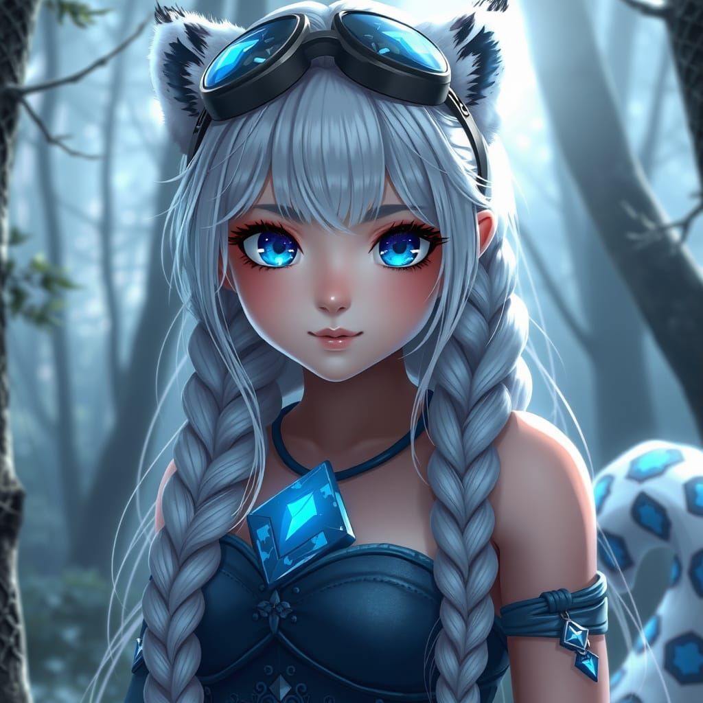 Surreal Dnd Fantasy Maiden in Crystal Goggles