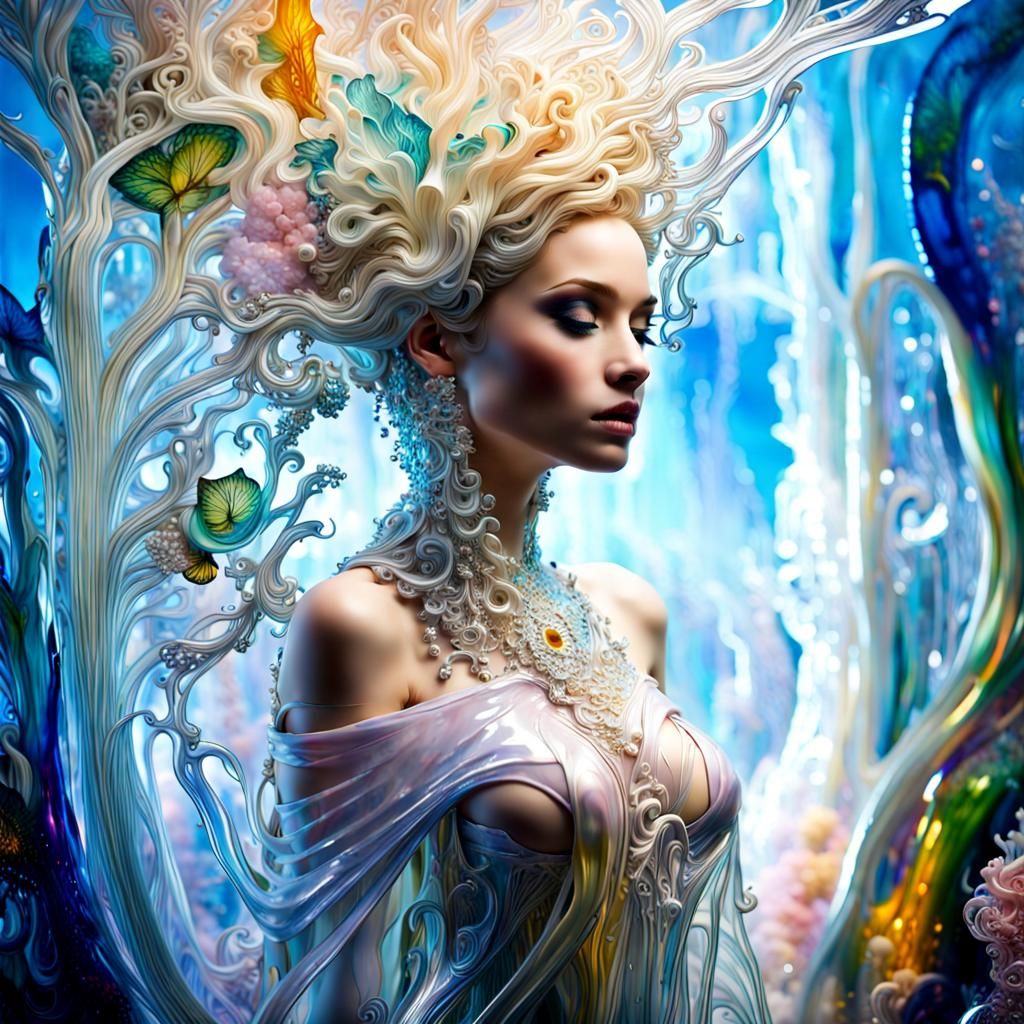 Dreamscape: Transparent Woman in Surreal Glass