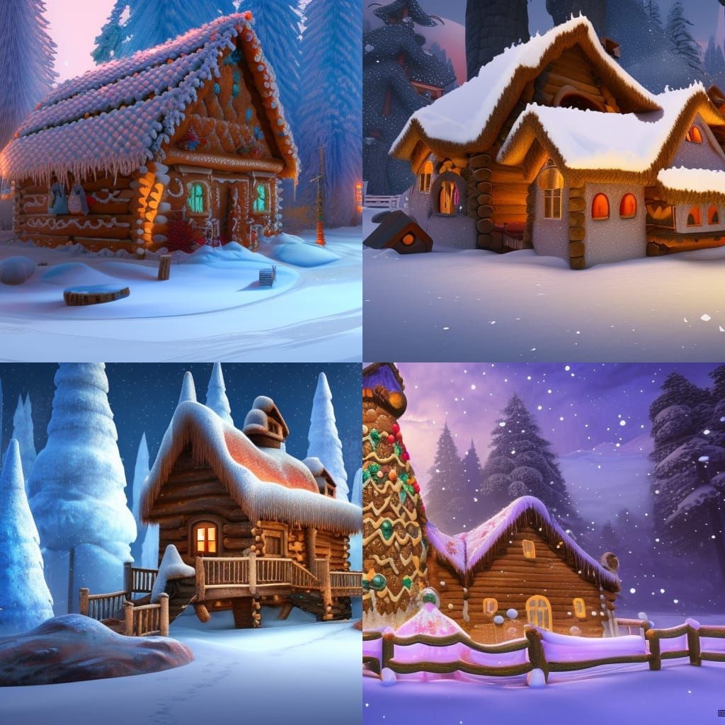 Gingerbread Cabin in Sugar-Coated Snow: Matte Painting