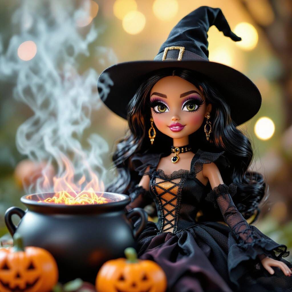 Bratz Witch Doll with Smoky Cauldron, Festive Halloween Styl...
