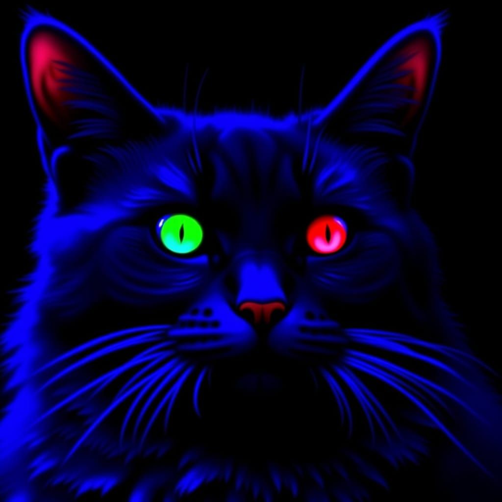 Luminescent Cat with Extra-Long Eyelashes