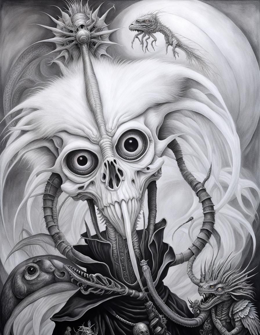 Surreal Cryptid Taxidermy Museum Exhibit in Baroque Style