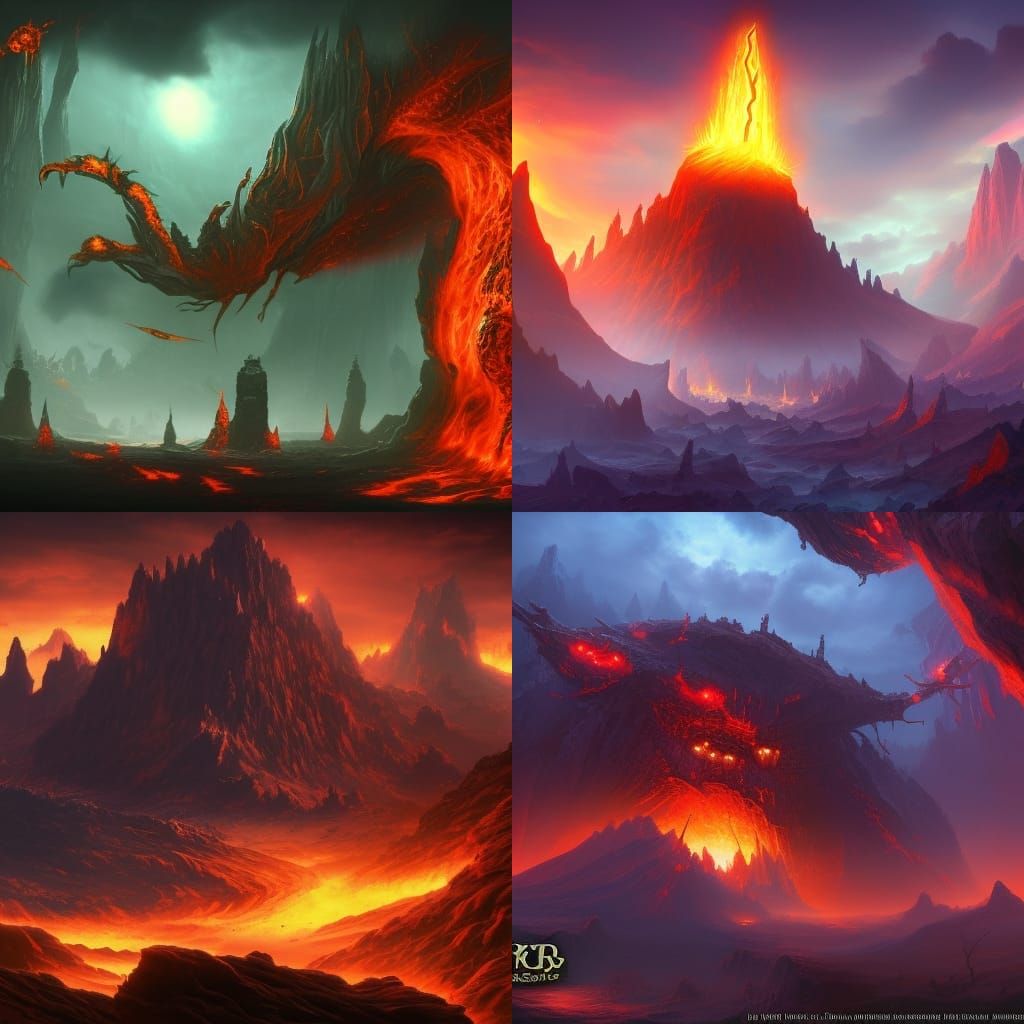 Victorious Lava Handed Figure: Detailed Fantasy Art