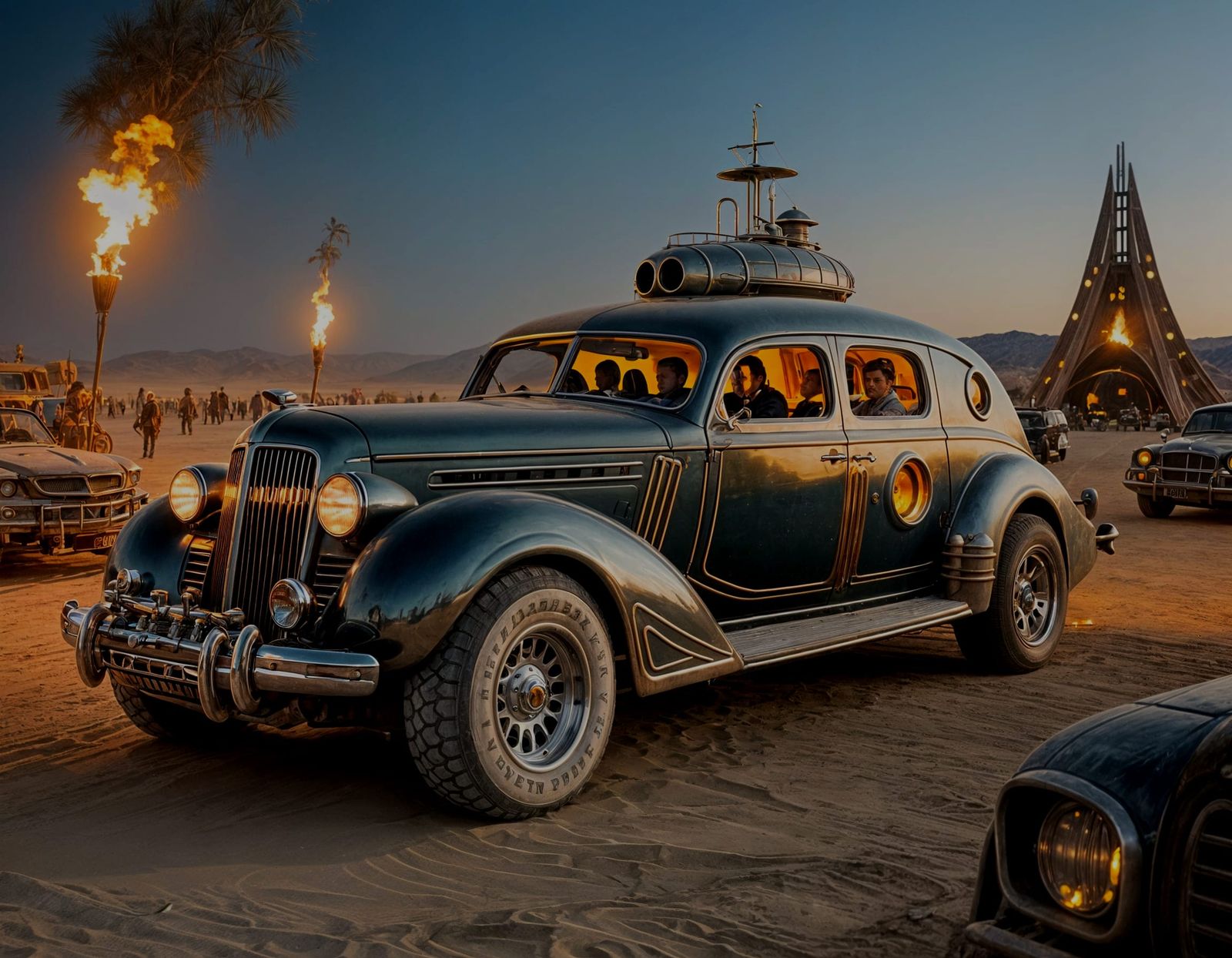 Steampunk Humvee Limousine at Desert Playa