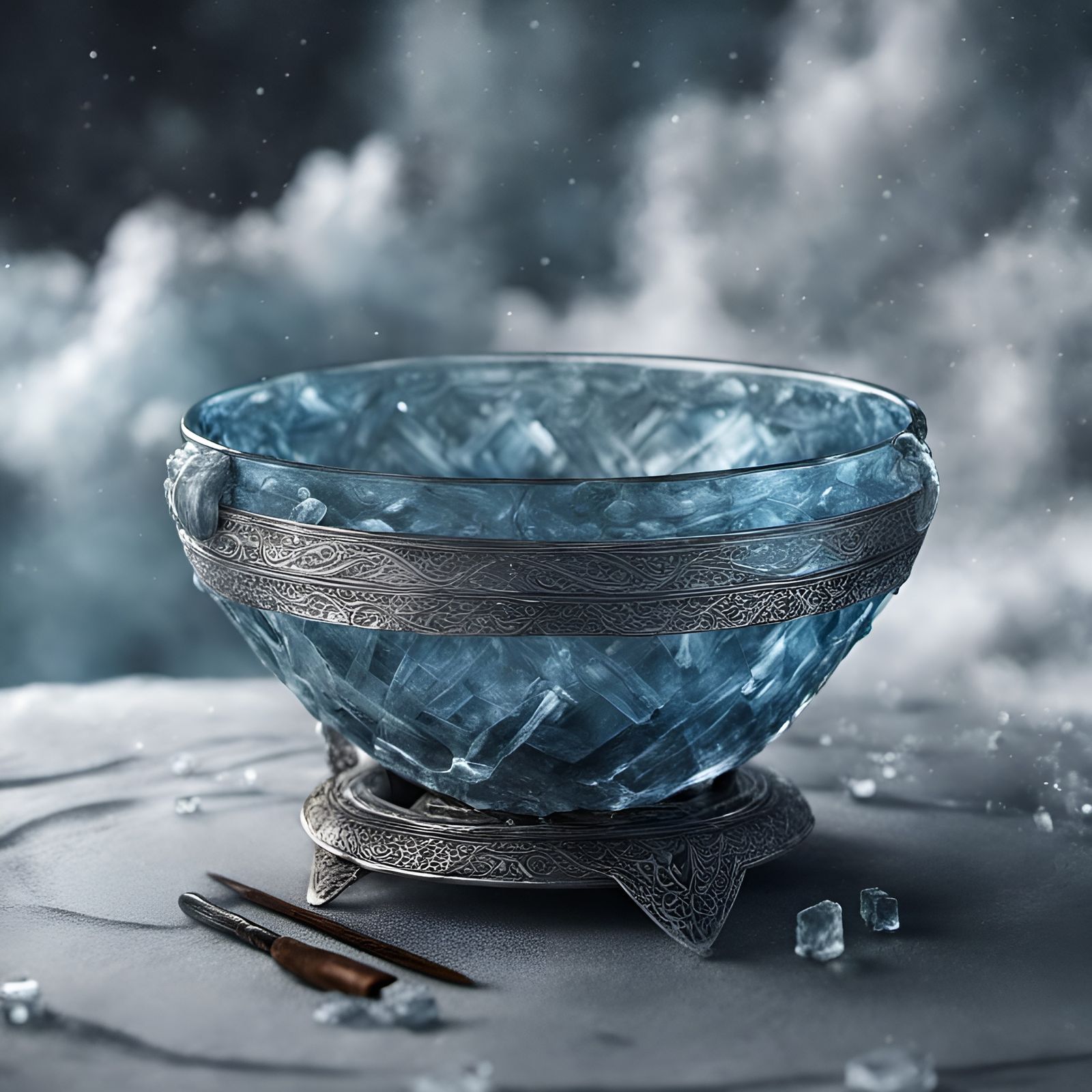 Viking Crystal Meditation Bowl: Detailed Matte Painting