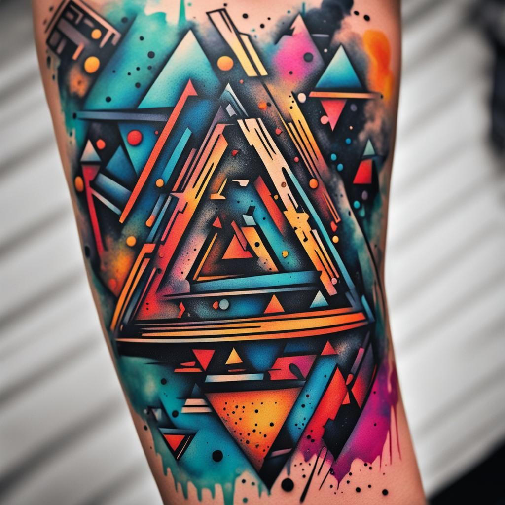 Geometric Tattoo in Graffiti Style