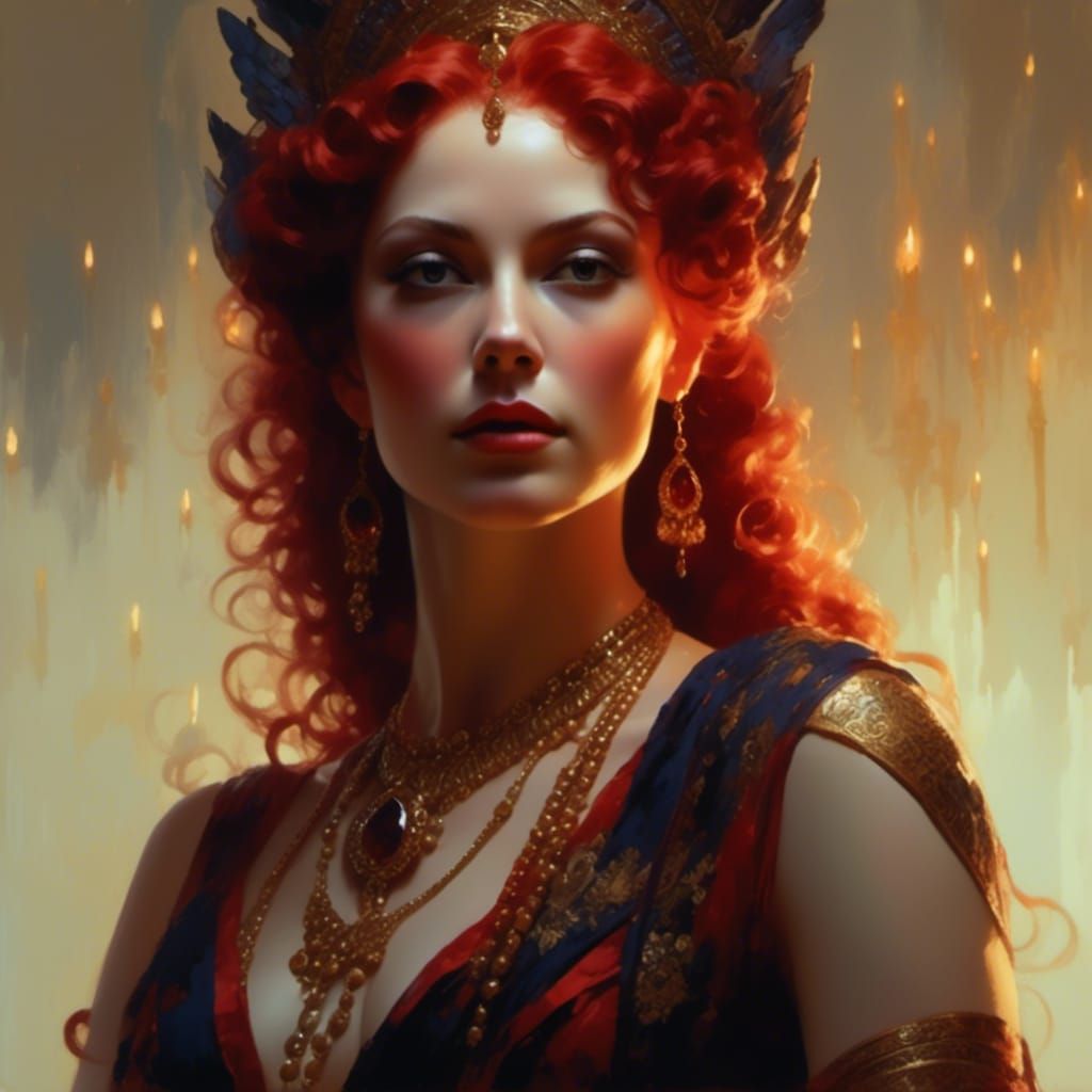 Fire Goddess Portrait with Dramatic Lighting