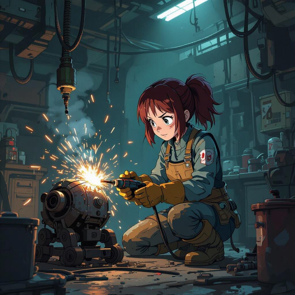 Ochako Uraraka as Dieselpunk Mechanic with Automaton