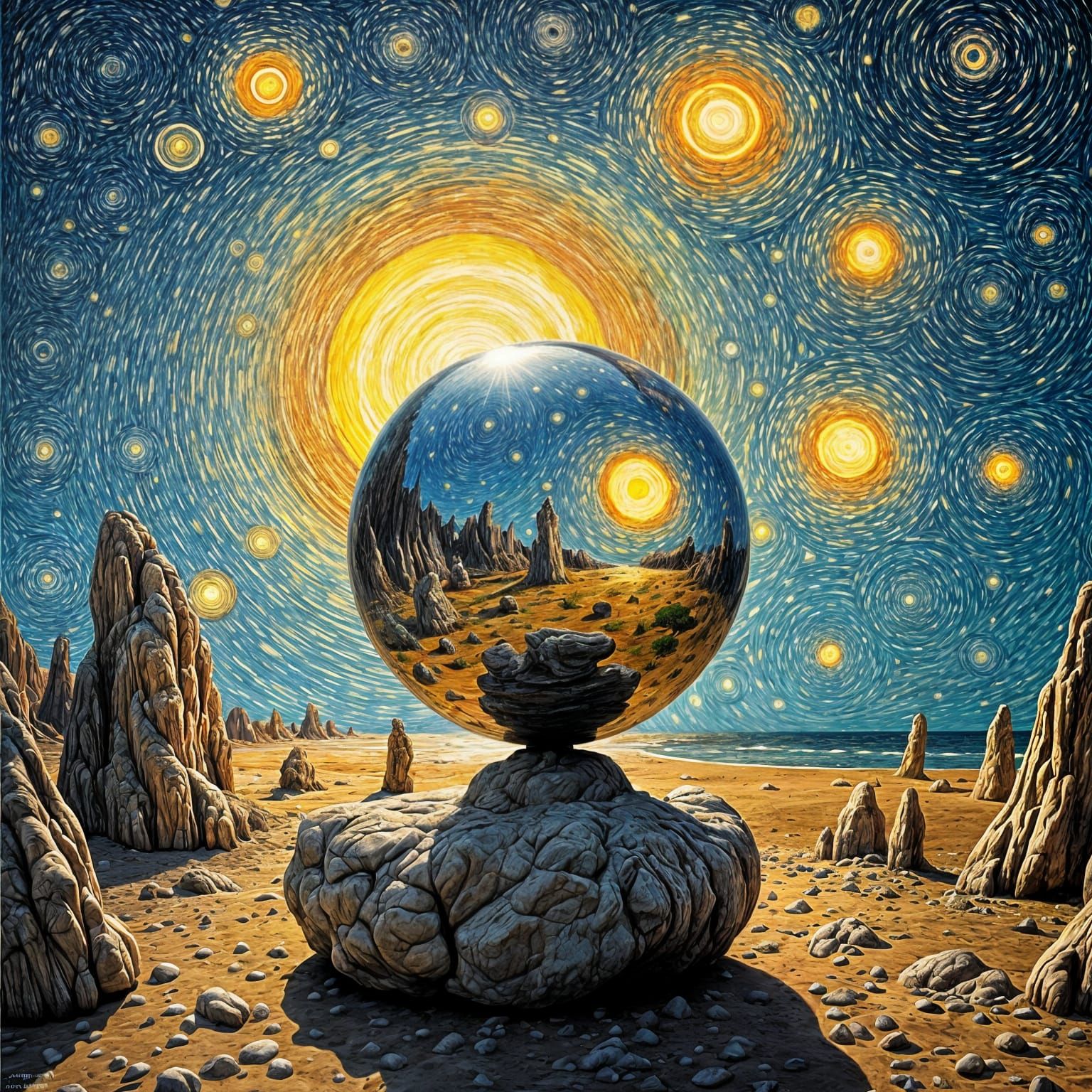 Surreal Dreamscape: Melting Suns and Multiple Universes