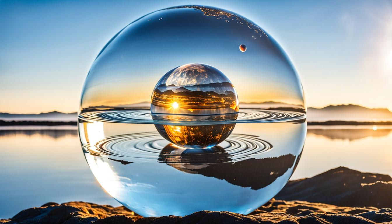 Mystical Crystal Sphere with Saturn Planet