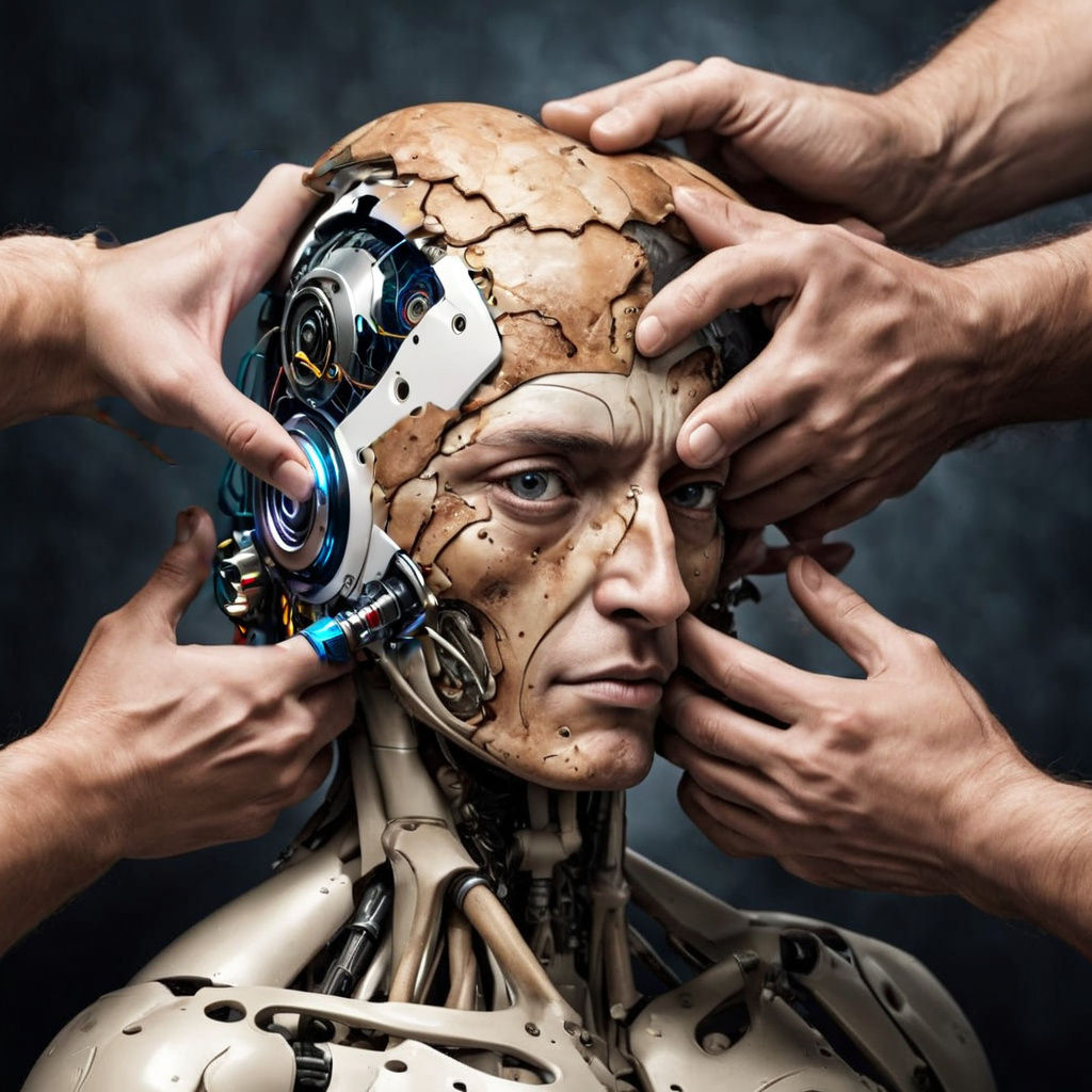 Cybernetic Humanoid Emerges from Metal and Flesh