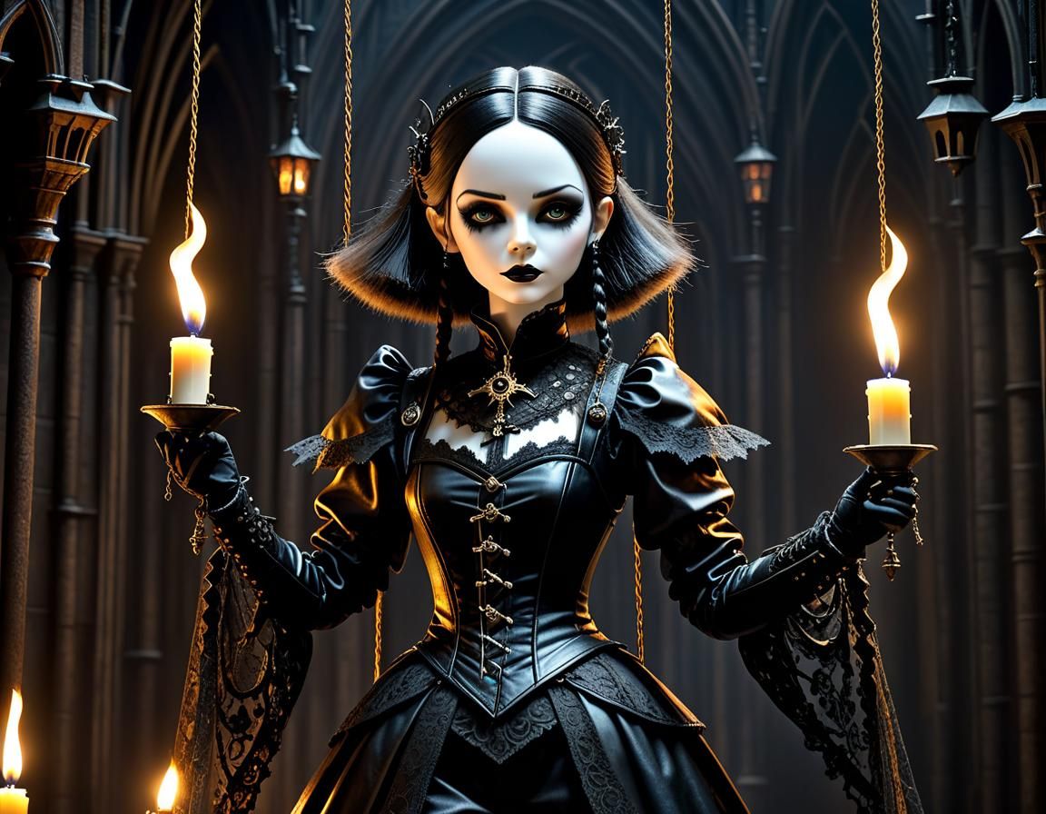 GOTHIC FANTASY / STEAMPUNK - A highly detailed marionette inspired by Anna Valerious from "Van Helsing," :: gothic attir...