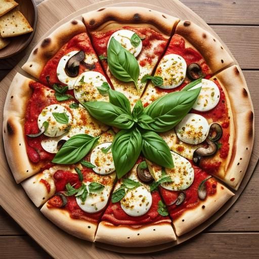 Vibrant Italian Pizza Masterpiece in Oil Painting Style