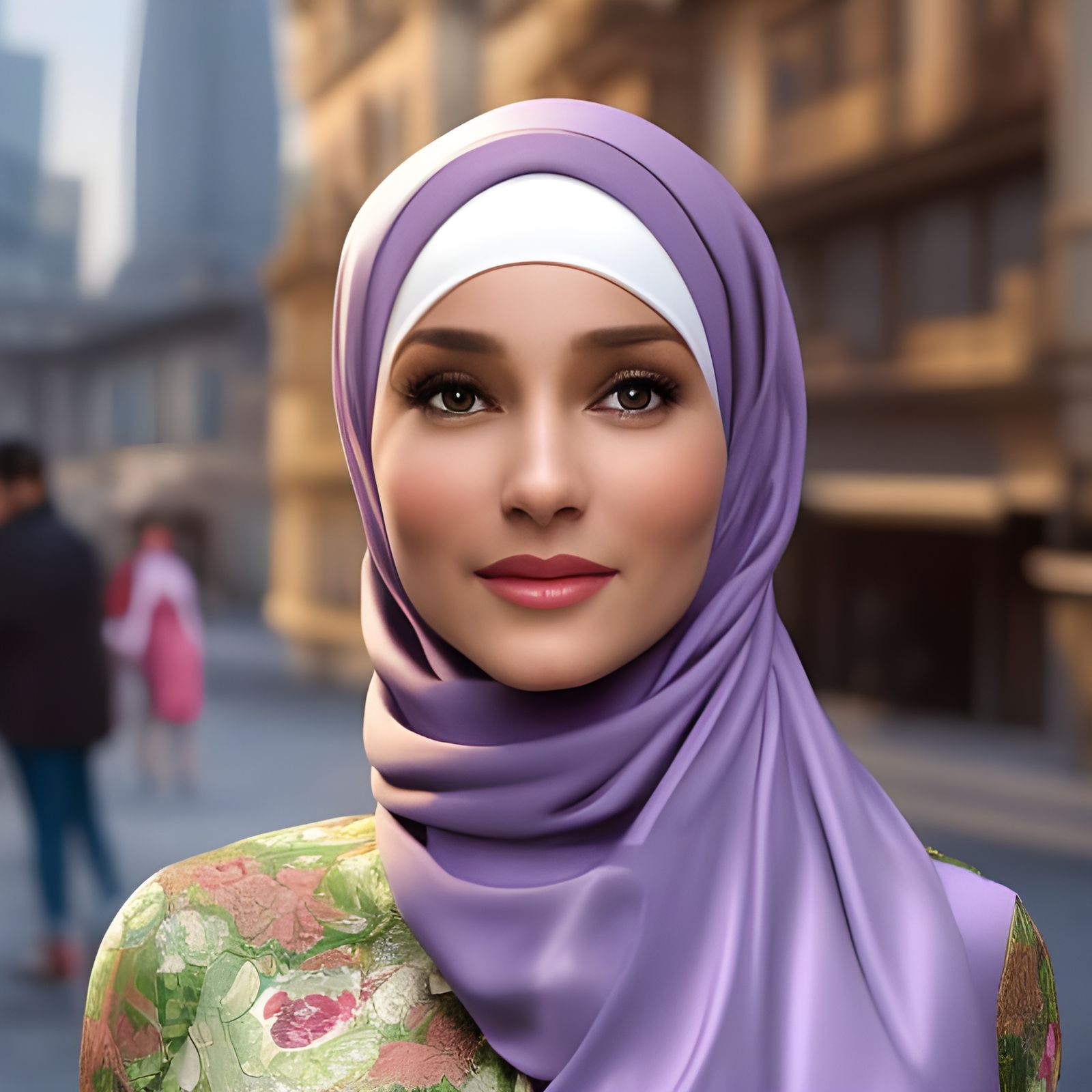 Elegant Woman in Hijab Portrait, Hyperdetailed Art