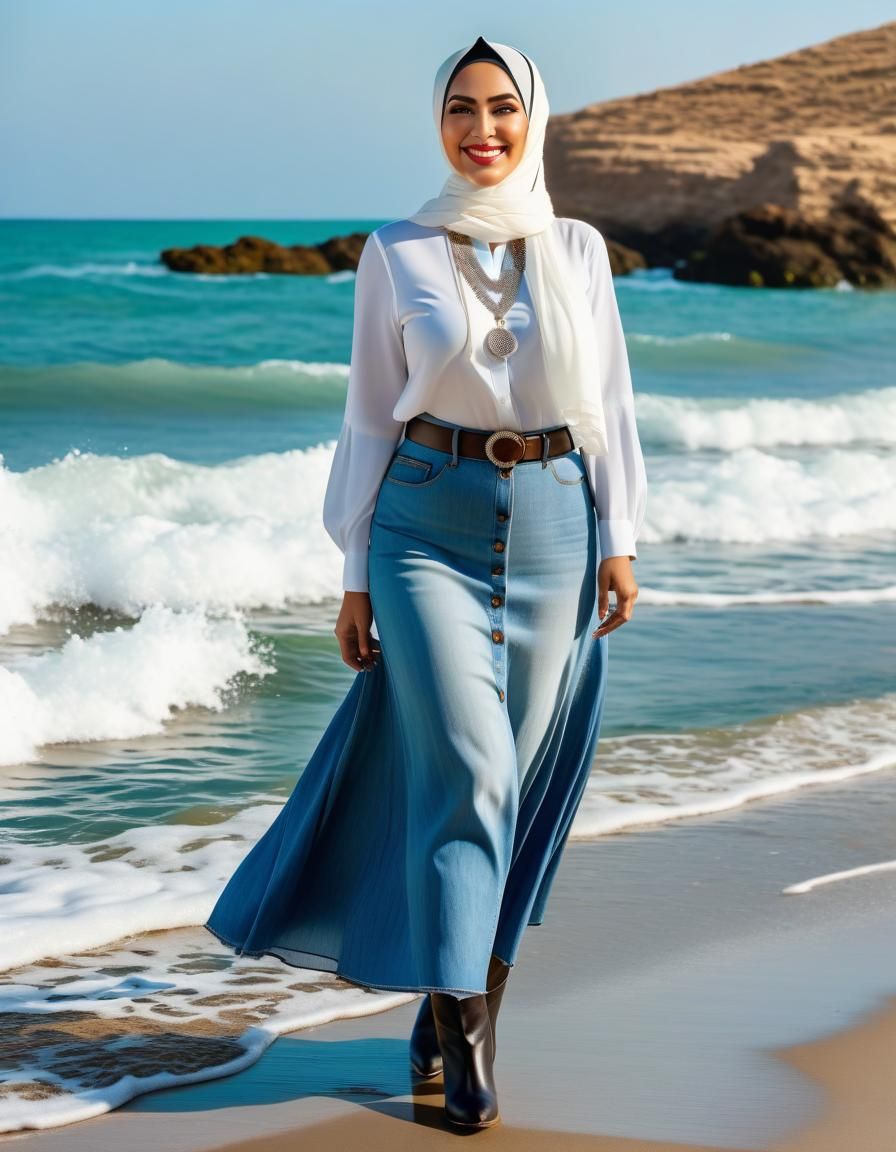 Elegant Middle Eastern Woman in Hijab, Oil Painting