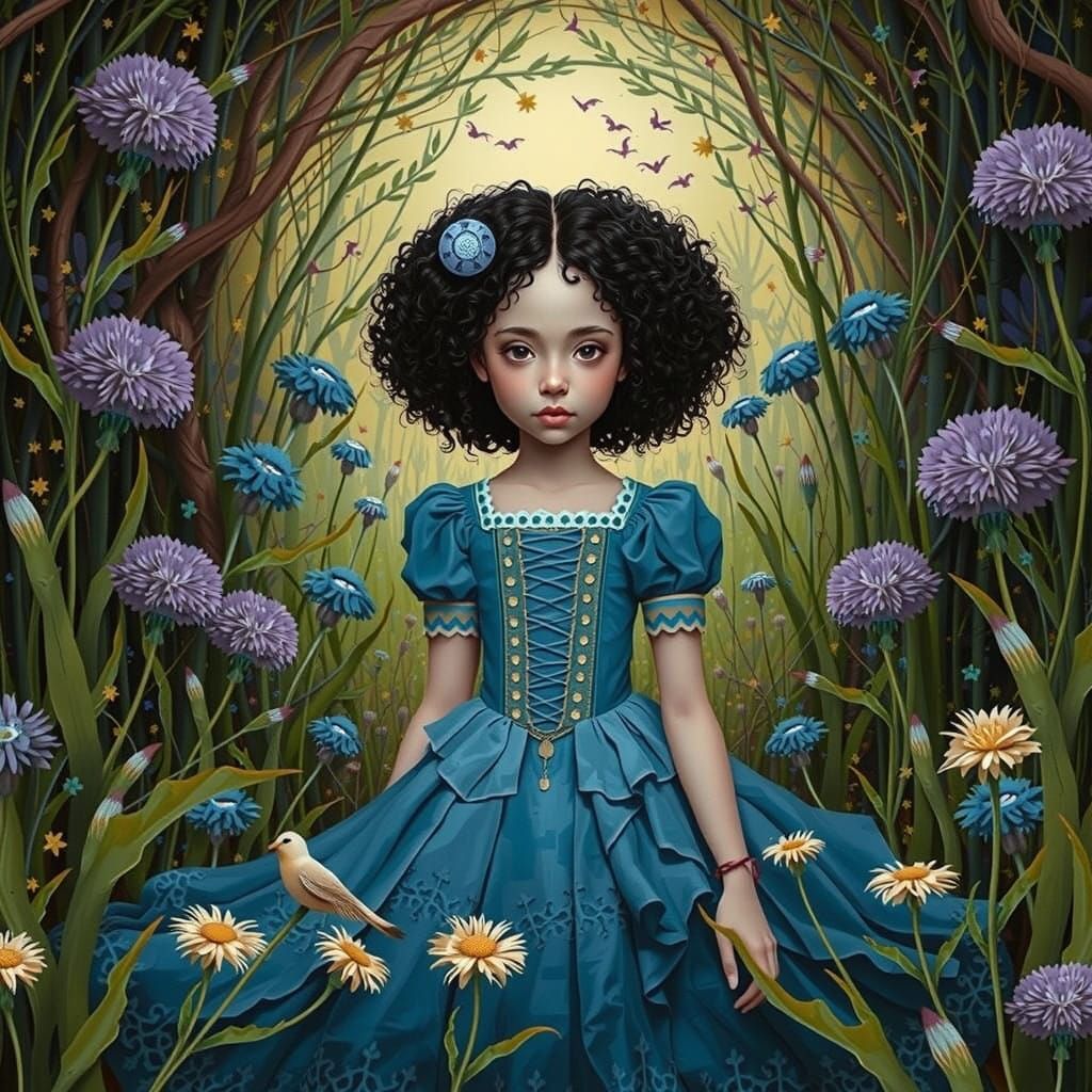 Surreal Garden Scene in Intricate Cut Paper Style