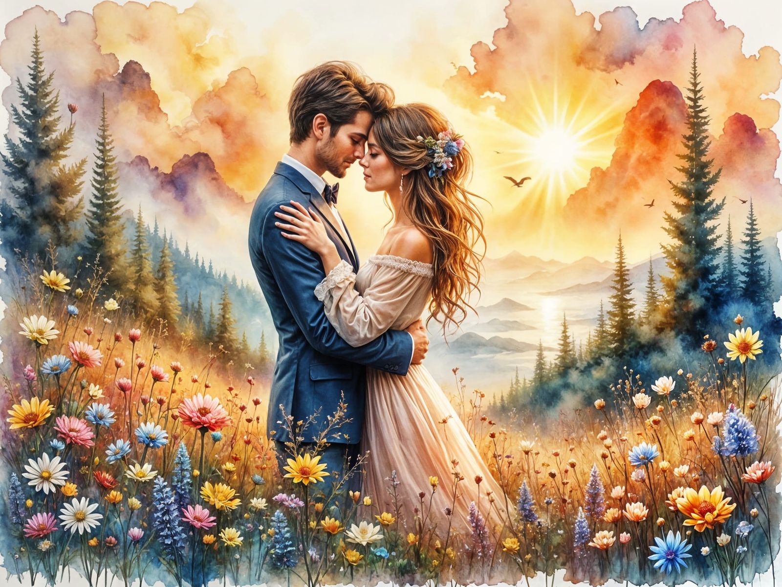 Eternal Love in Vibrant Watercolor