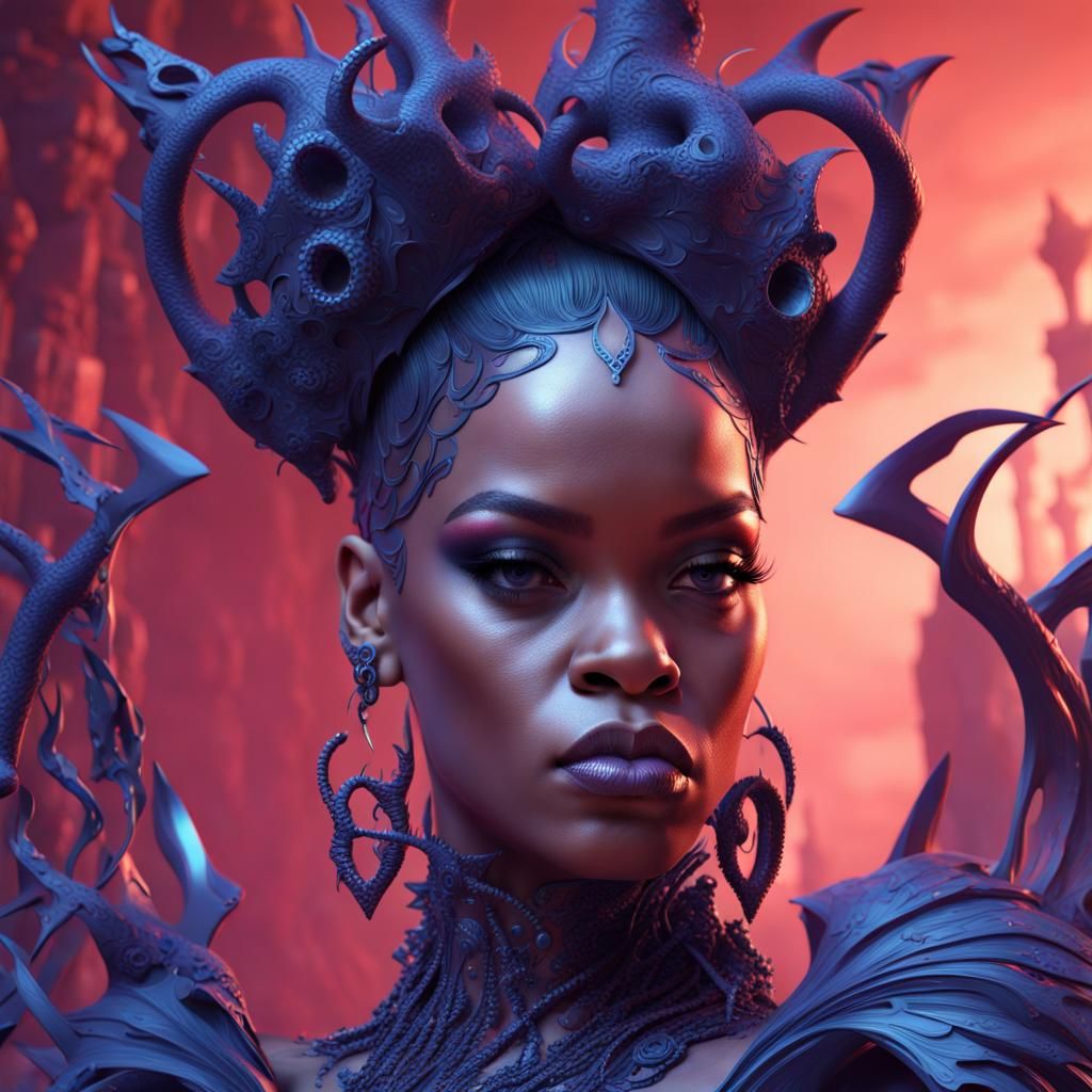 Rihanna Sculpture in Dark Fantasy Style
