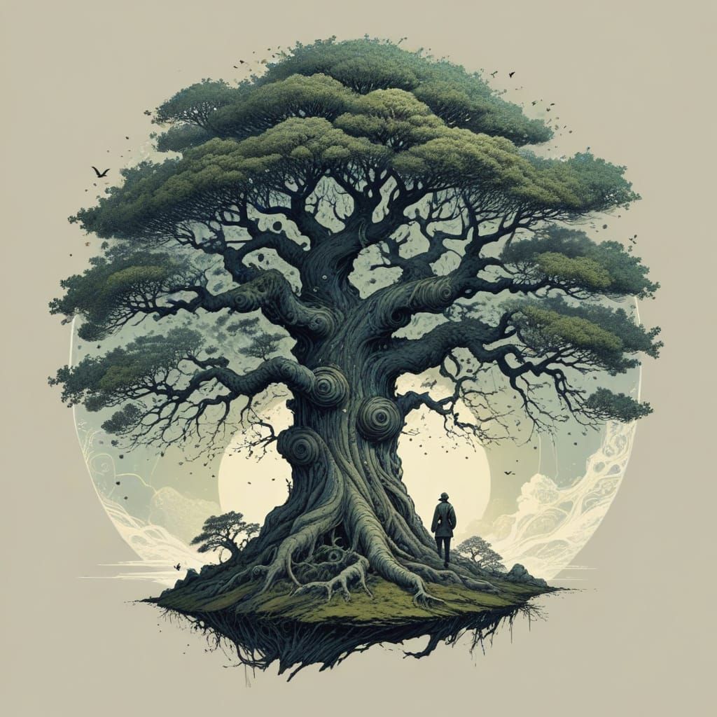 Mystical Ancient Tree in Enchanted Forest
