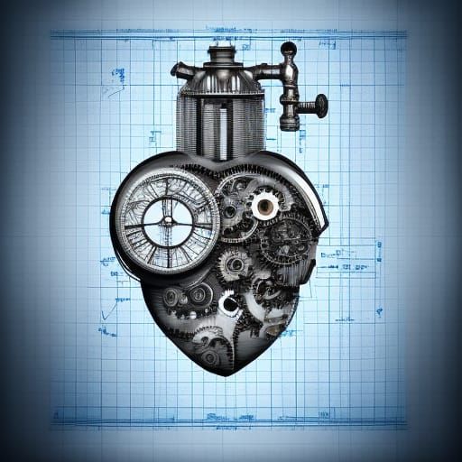 Steampunk Humanoid Mechanical Blueprint