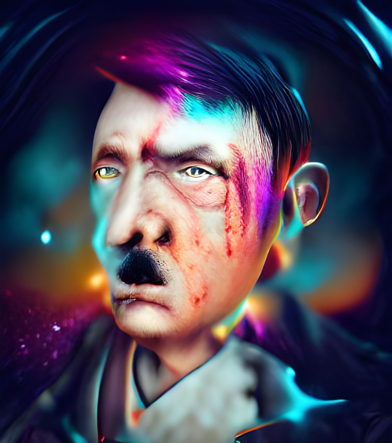 Colourful Digital Artwork of a Historical Figure
