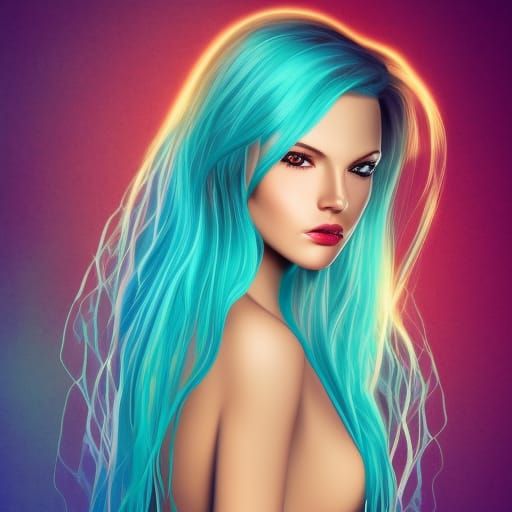 Realistic Portrait of Woman Bathed in Light