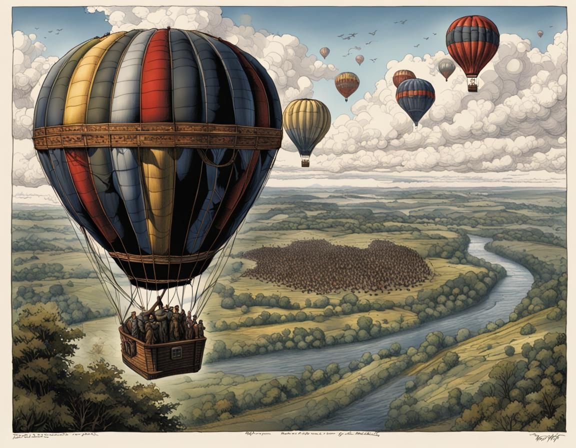 Gettysburg Hot Air Balloon in Hyperrealistic Comic Art