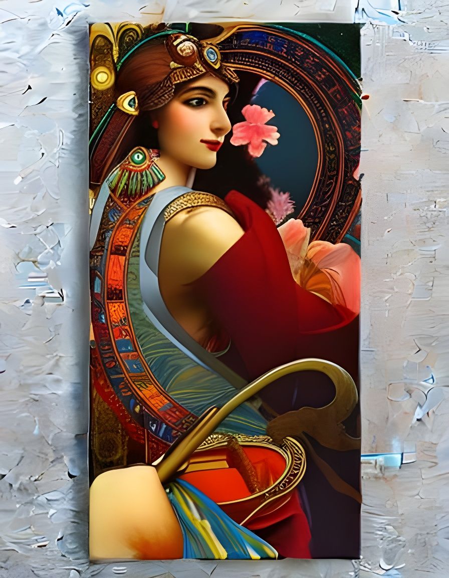 Egyptian Harem Scene in Alphonse Mucha Style