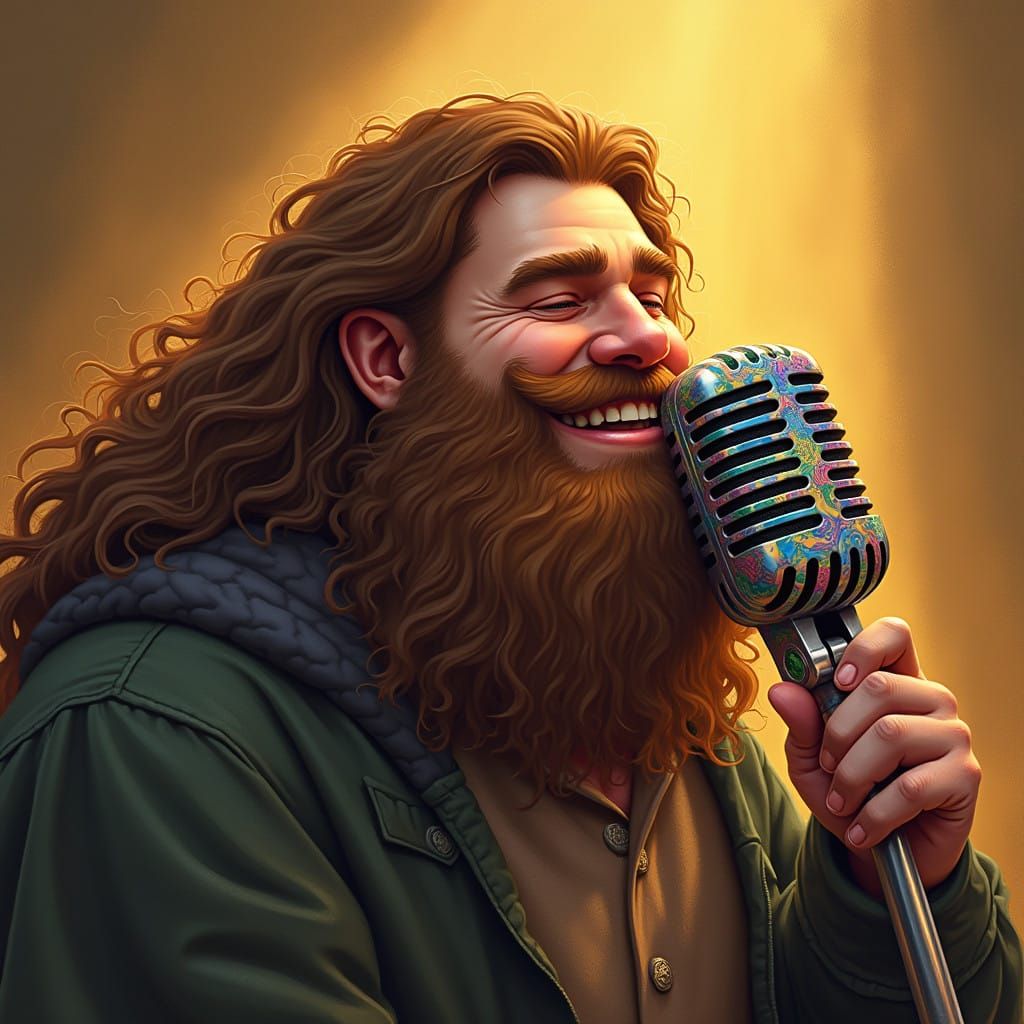Hagrid Whispers Secrets to a Celtic Knotwork Microphone