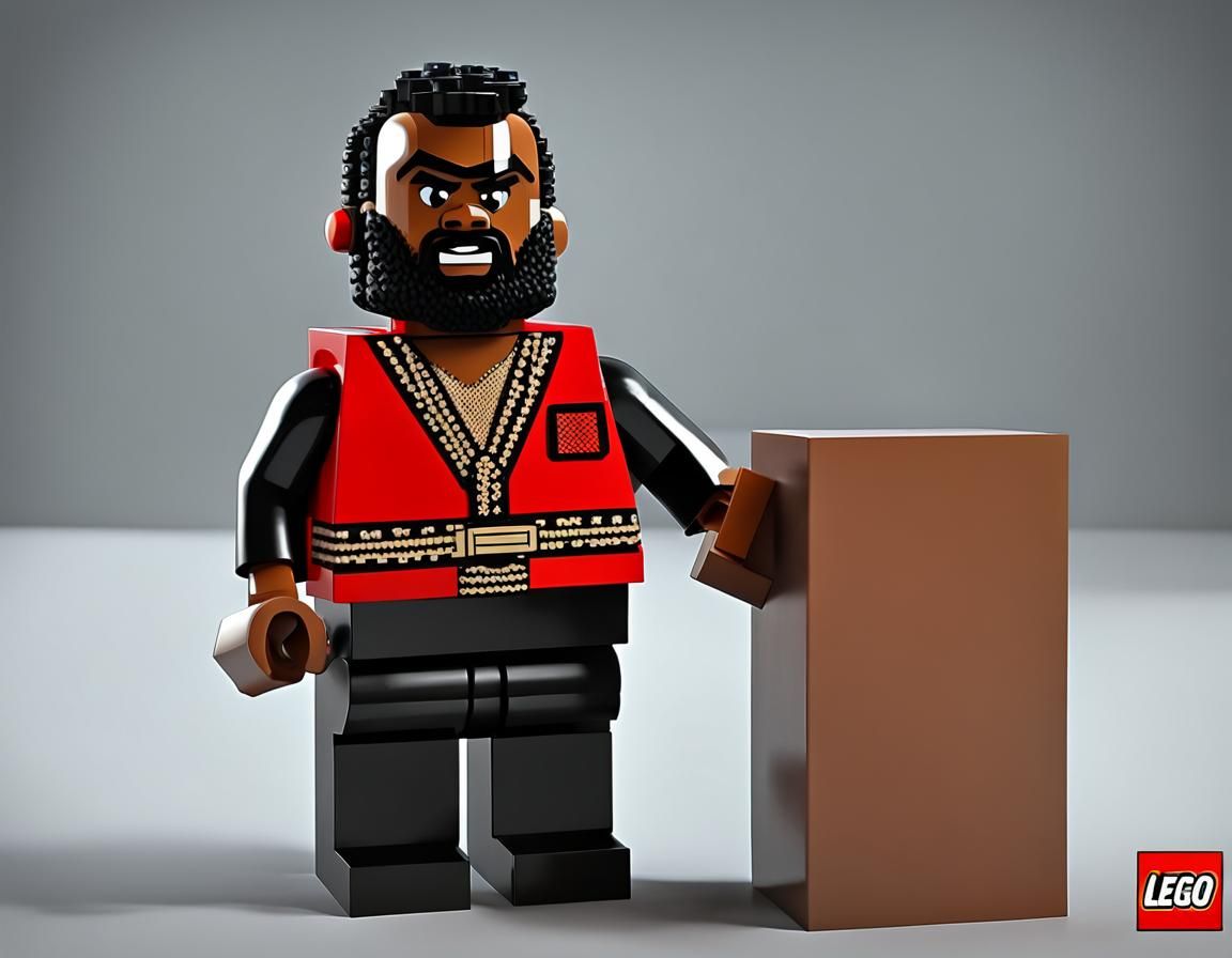 Mr. T as a Lego Figure with Realistic Hair