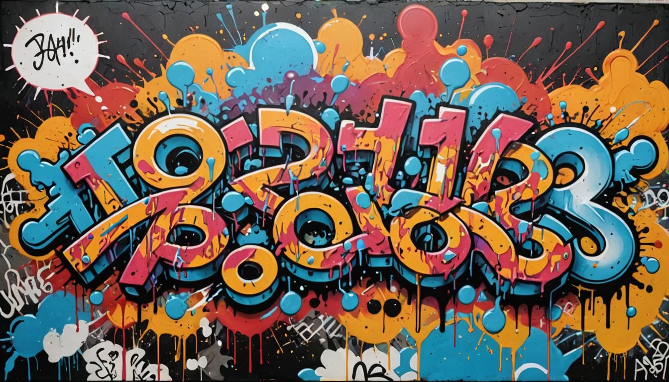 Colorful Polychromatic Graffiti Splash Art