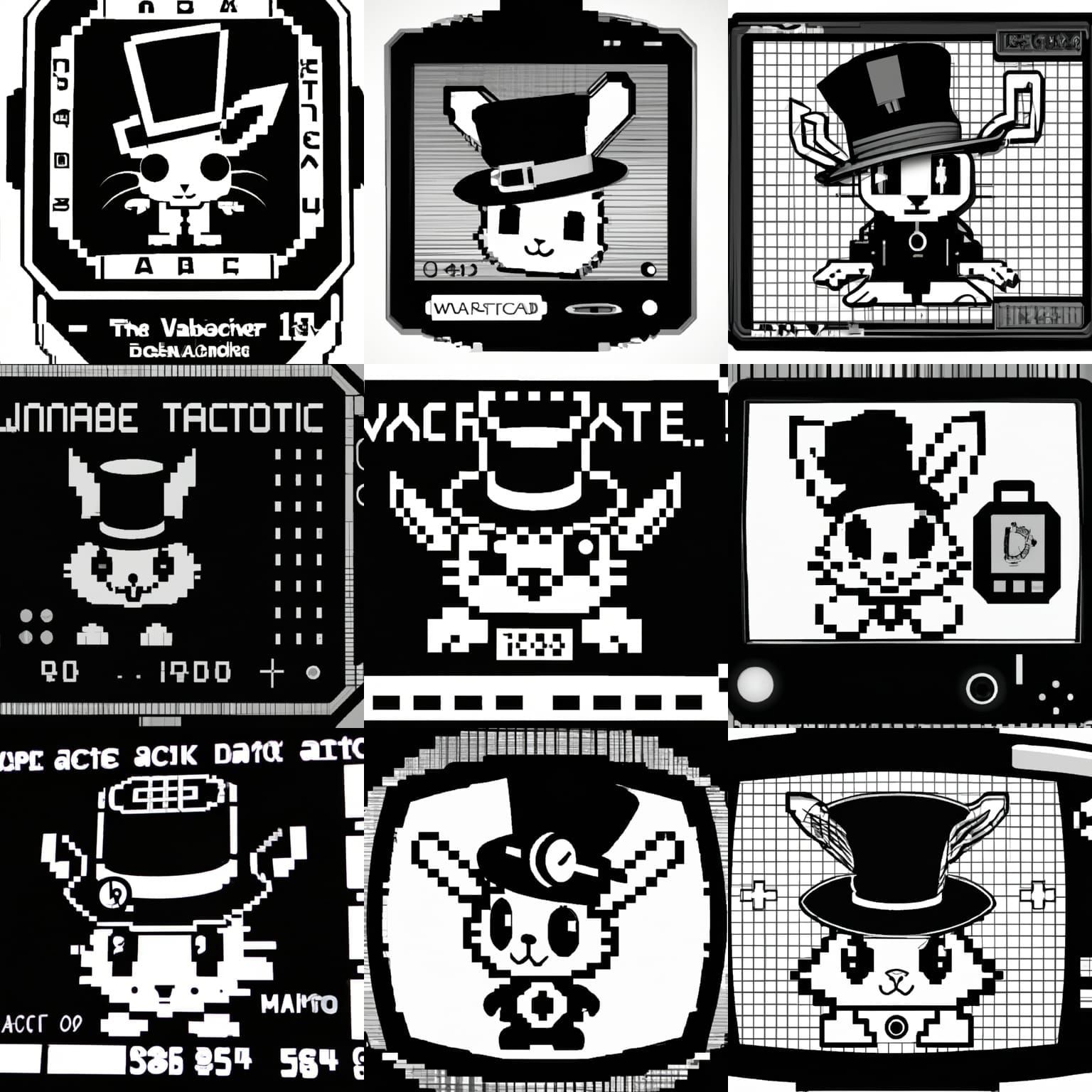 Cyberpunk Mad Hatter Rabbit on Tamagotchi Screen