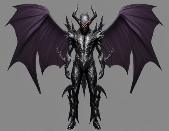Fantasy Male Figure in Demonic Suit with Wings