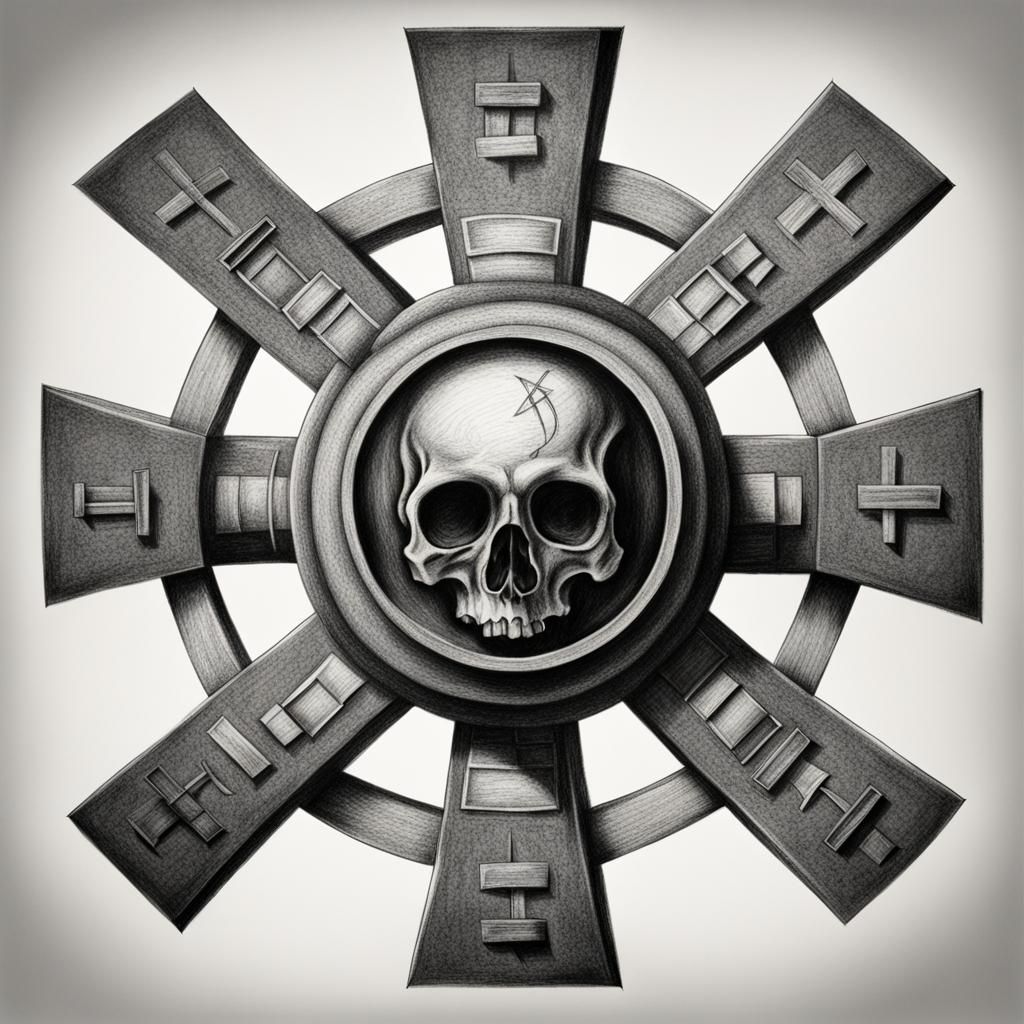 Hyperdetailed Charcoal Drawing of Nuclear Symbol