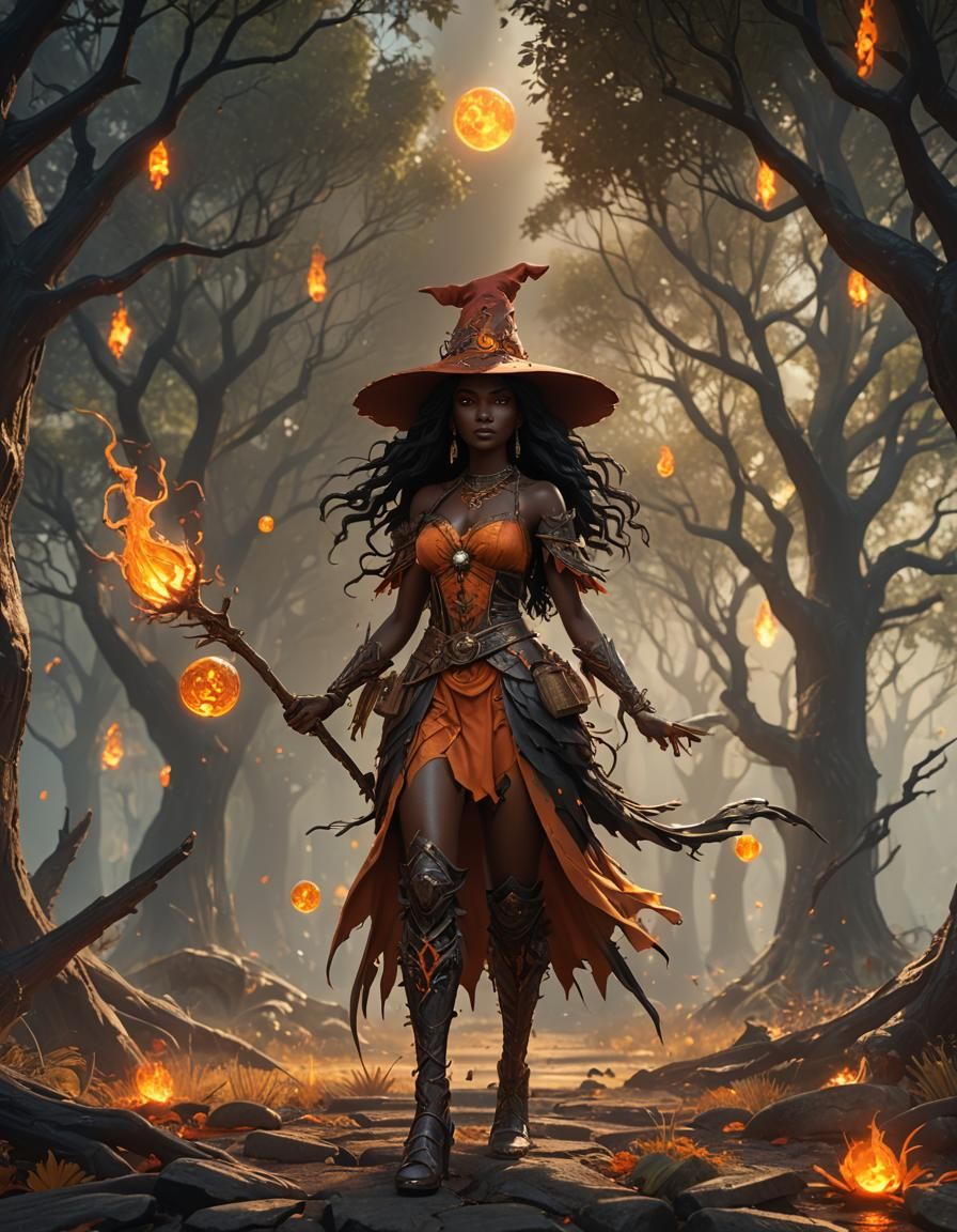 Magical Witch in Summer Sun, Detailed Matte Painting