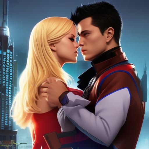 Romantic Embrace in Hyperrealistic Digital Art