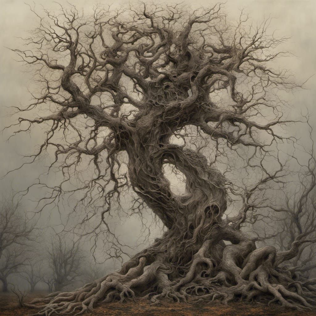 Surreal Tree of Damnation: Digital Painting in 8K