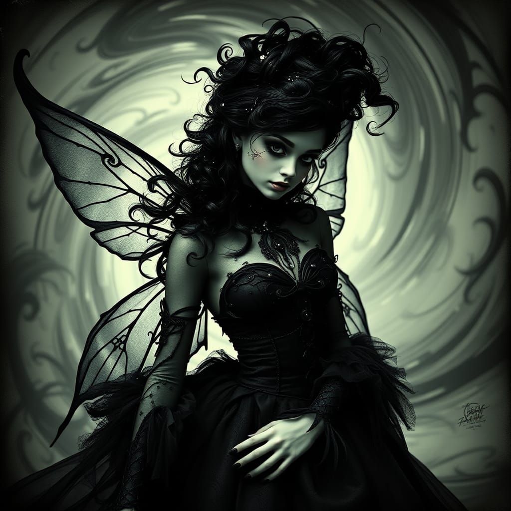 Gothic Fairy in Abstract Dada Photogram Style