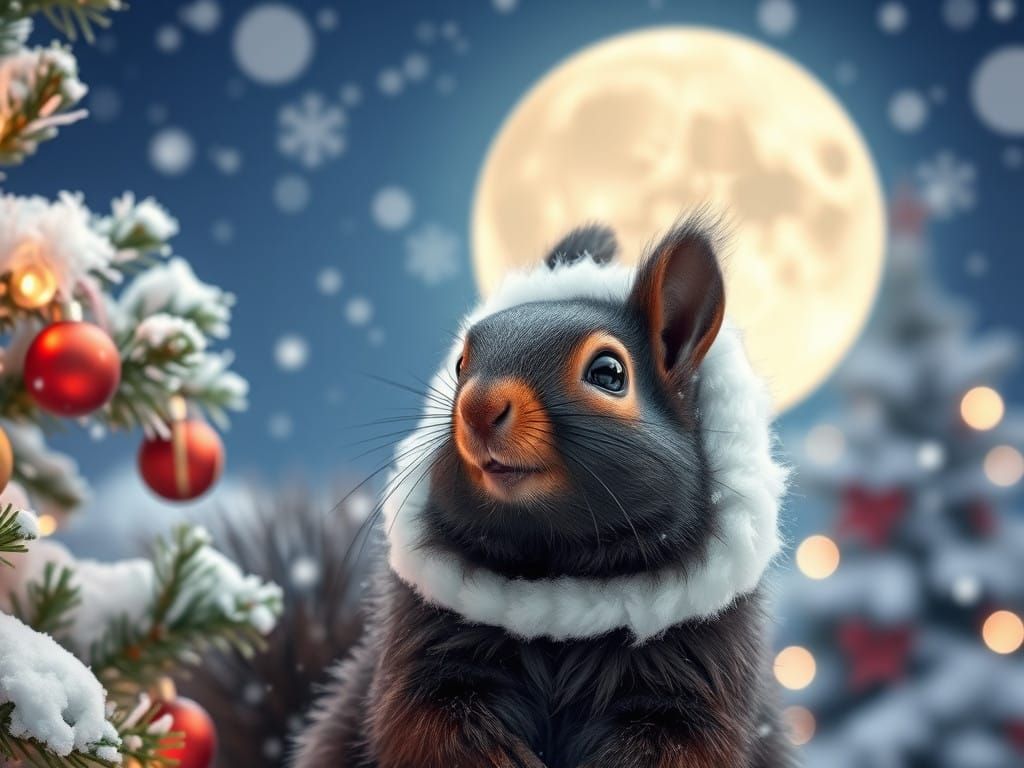 Winter Wonderland Canadian Squirrel in Santa Style
