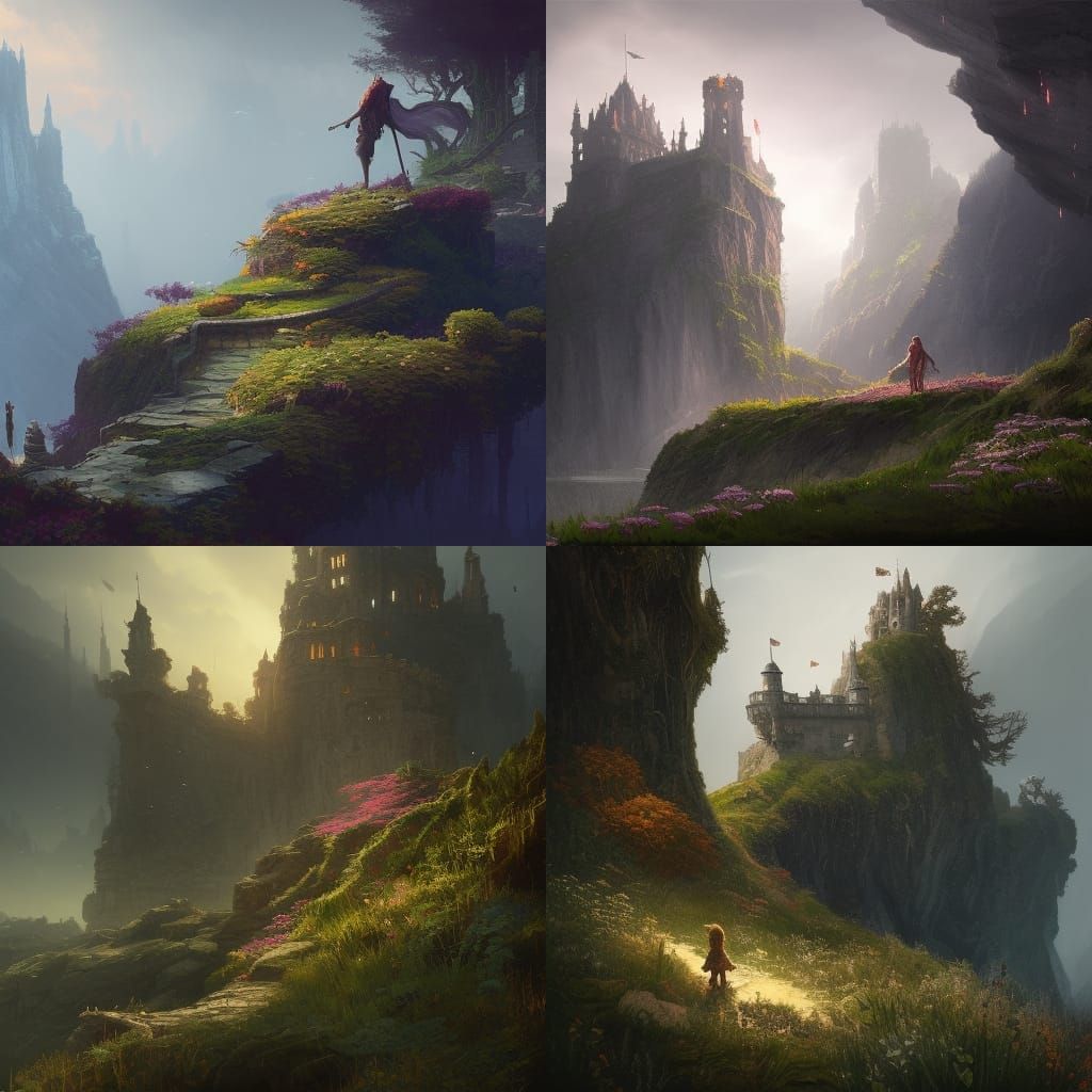 Dark Fantasy Castle with Garden in 8K