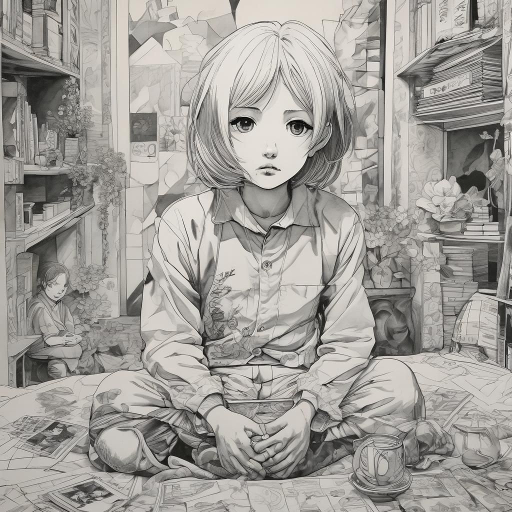 Dynamic Manga Art Inspired by Cubism