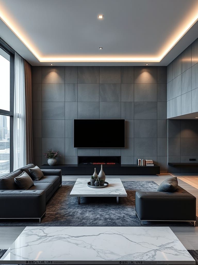 Modern Urban Living Room Interior in Hyperrealism