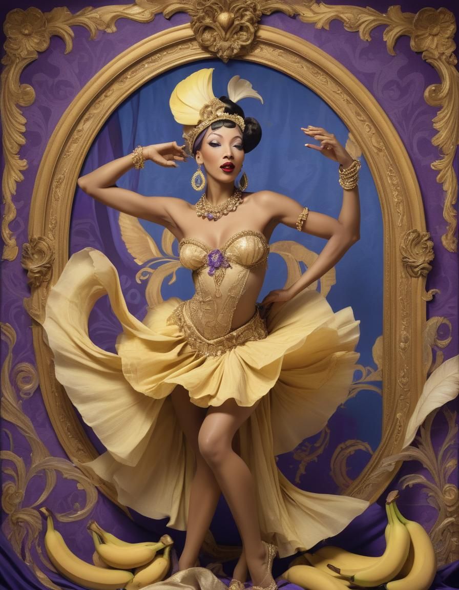 Josephine Baker Portrait in Art Nouveau Style
